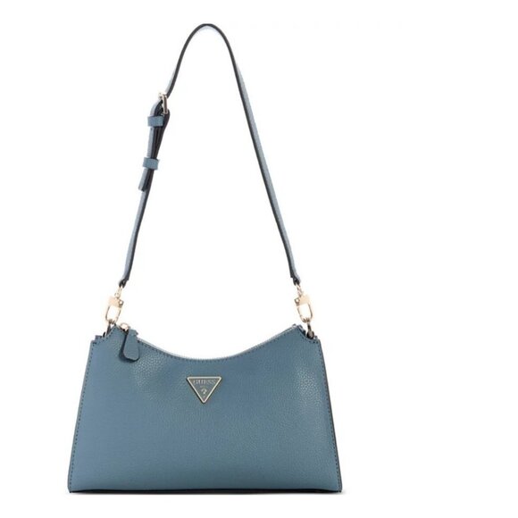 GUESS Micaela top zip faux-leather small shoulder bag - Slate blue - Picture 1 of 11